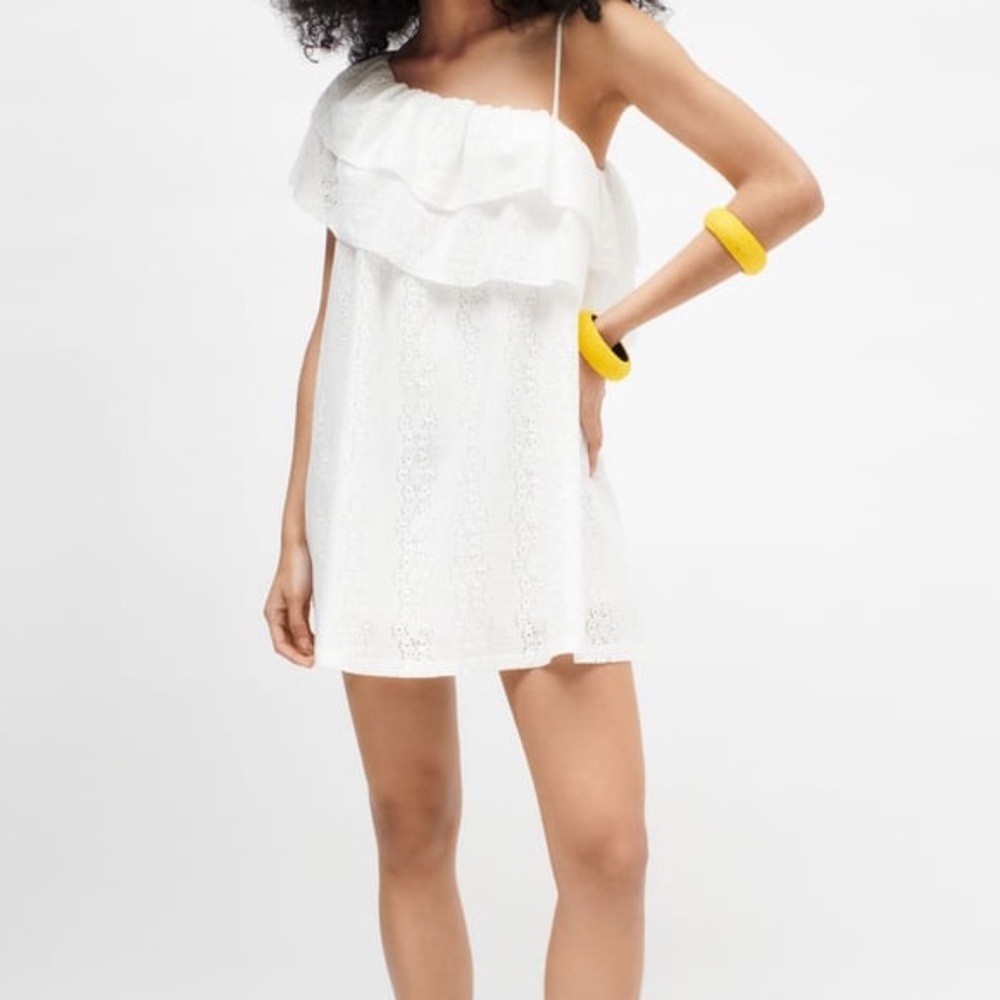 NWT-Zara FRILLED ASYMMETRIC DRESS Size Small